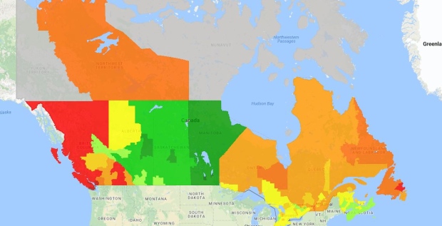 GasBuddy.com map of Canada