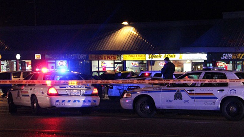 Police surround the scene of an officer-involved shooting in Surrey. Nov. 7, 2013. (CTV)