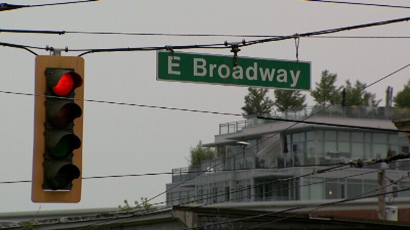 A street sign on East Broadway near Main Street is seen in this file photo from August 2014. (CTV)
