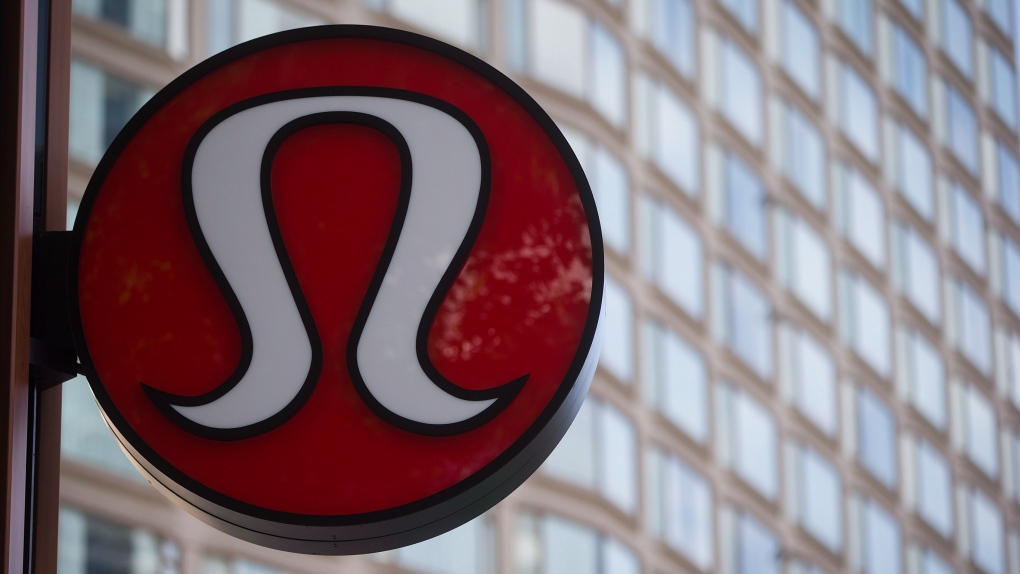 Lululemon Athletica's logo is seen on the outside of their new flagship store on Robson Street during its grand opening in downtown Vancouver, B.C., on Thursday August 21, 2014.  (THE CANADIAN PRESS/Darryl Dyck)