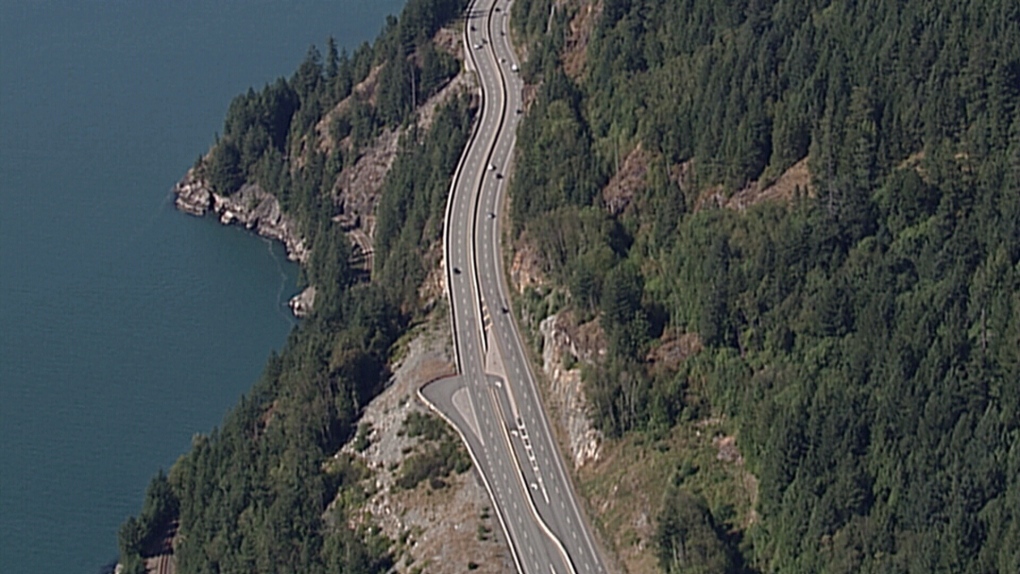 A section of the Sea to Sky Highway is seen in this undated aerial photo. 