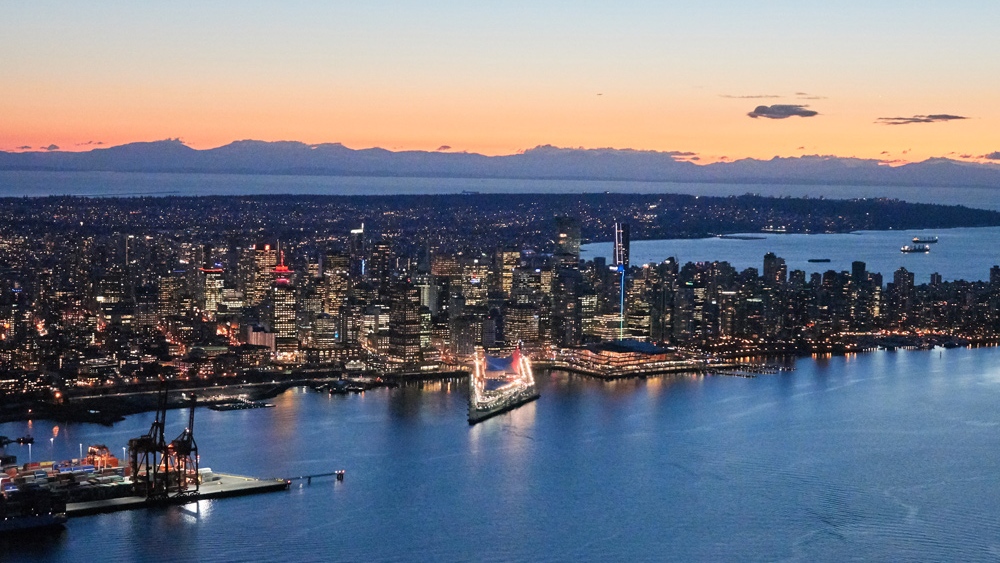 A file photo shows Vancouver's skyline before the sun full sets. (CTV/ Pete Cline)