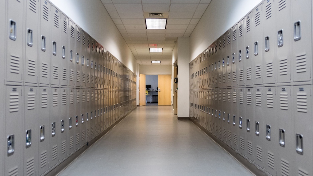 Lockers in a school hallway. (Shutterstock)