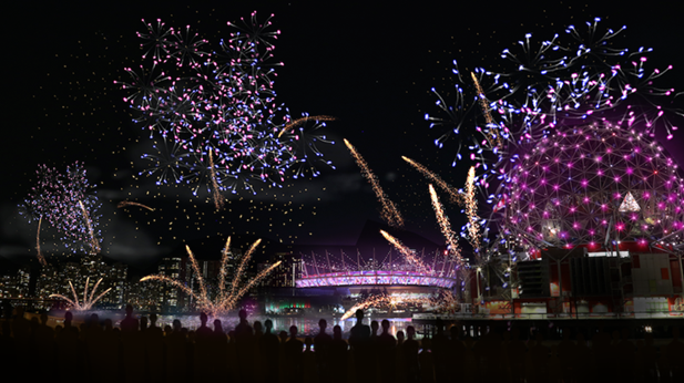 A fireworks display in Vancouver's False Creek (Submitted Photo).