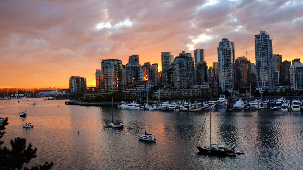 The Vancouver skyline is seen from the Cambie Street Bridge in April 2020. (Eleni Gardikiotis, submitted through our app, Weather Watch by CTV Vancouver)
