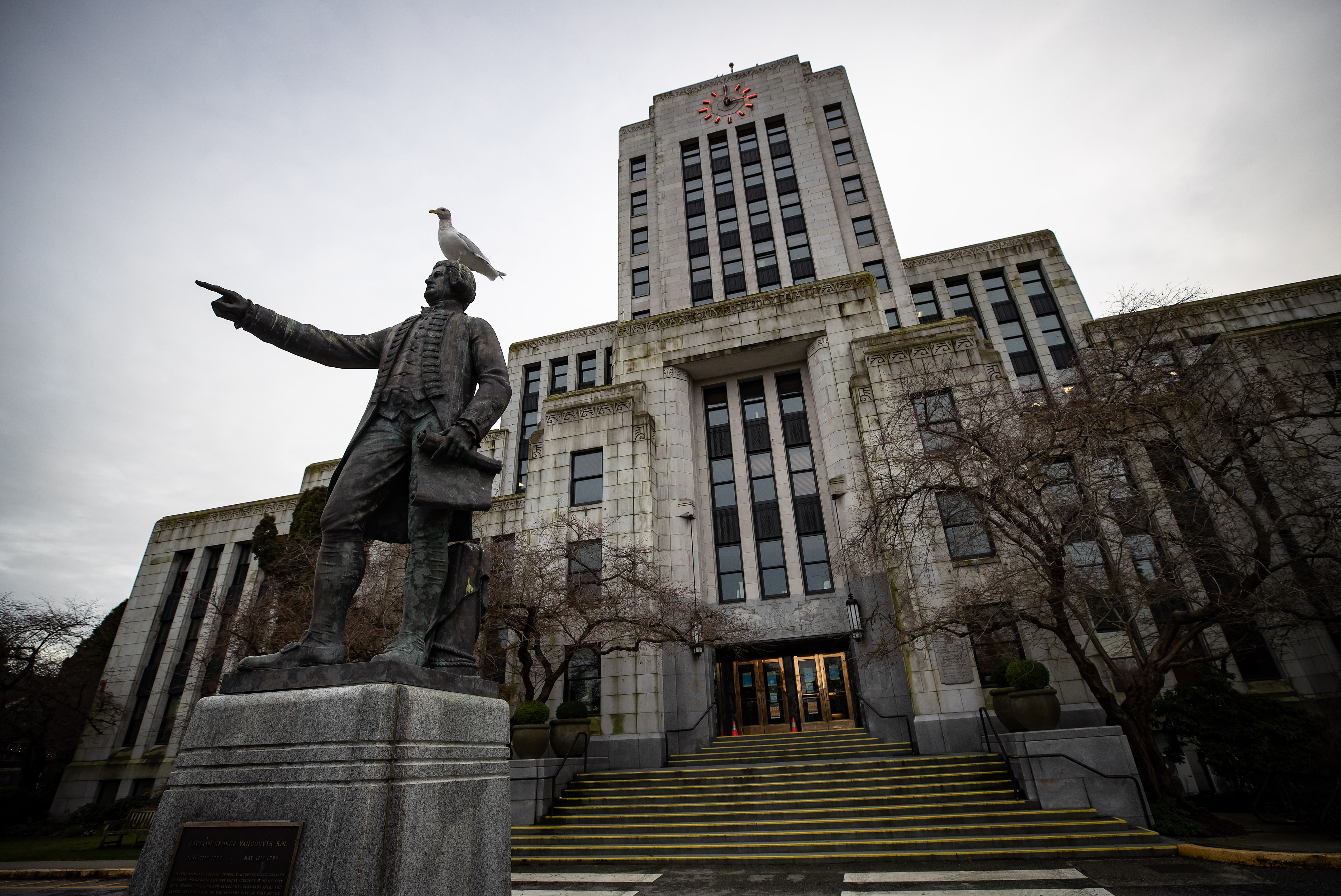Vancouver City Hall is seen in Vancouver on Saturday, Jan. 9, 2021. (Darryl Dyck / THE CANADIAN PRESS)
