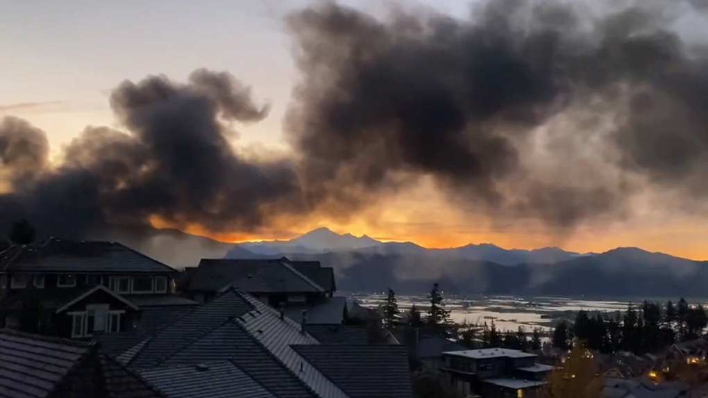 A large fire broke out in Abbotsford, B.C., and released potentially toxic smoke into the flood-hit community.