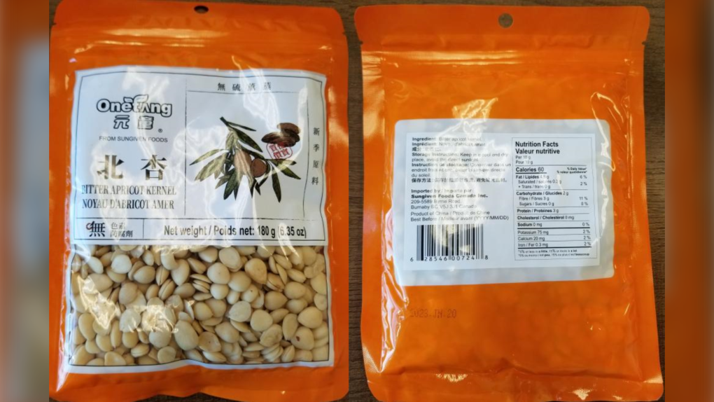 Sungiven Foods Canada Inc. is recalling its One Tang brand Bitter Apricot Kernel due to the possible danger of cyanide poisoning.