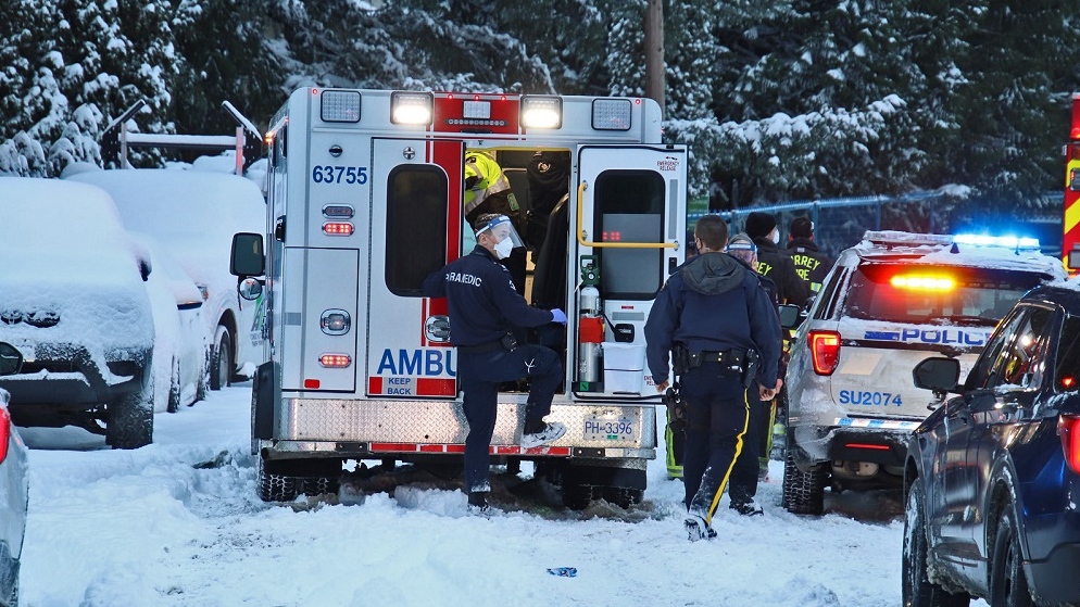 Police and paramedics were called to a Surrey home on Dec. 30, 2021, following reports of a shooting. 
