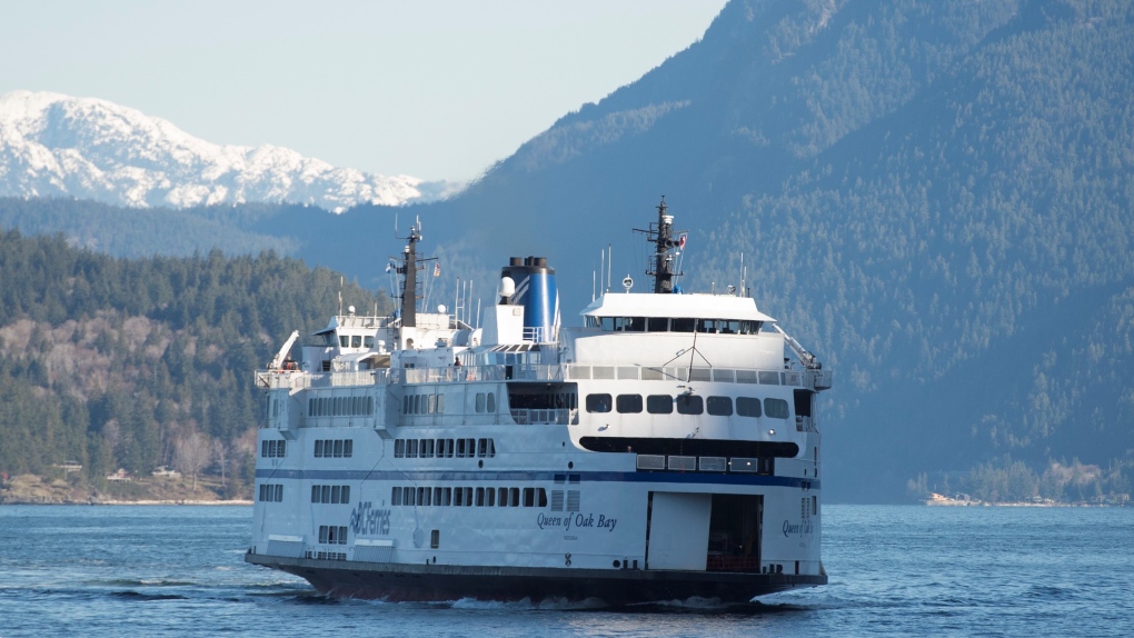 A BC Ferries vessel is seen arriving at Horseshoe Bay near West Vancouver on March 16, 2020. (Jonathan Hayward / THE CANADIAN PRESS)