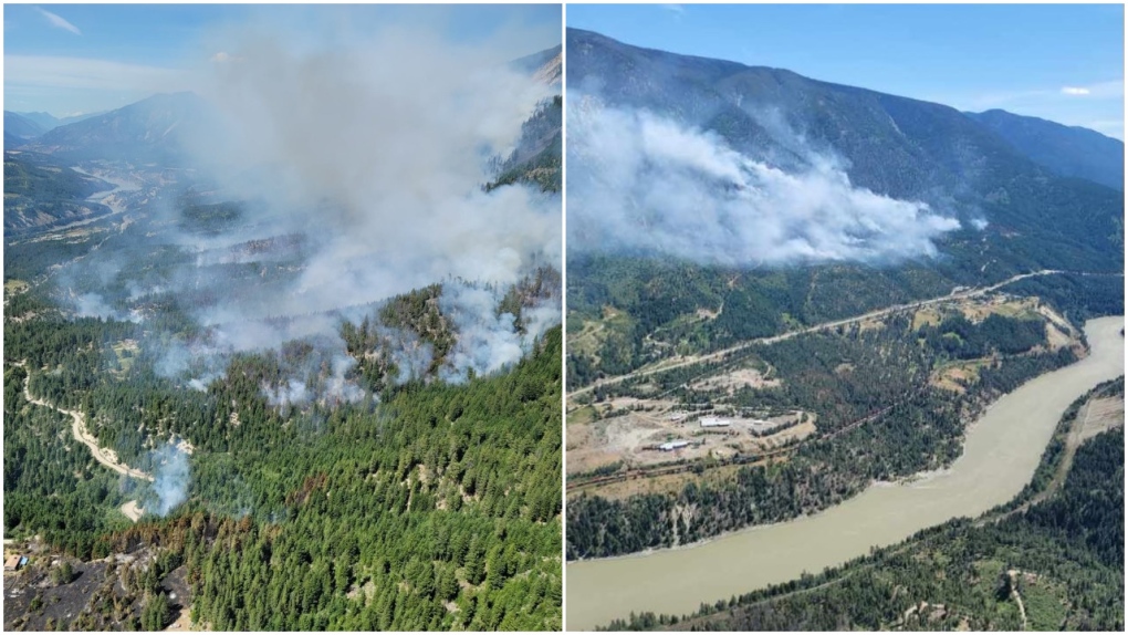 Photos posted on Twitter by the B.C. Wildfire Service show a fire near Lytton, B.C., on Thursday, June 17, 2021. 