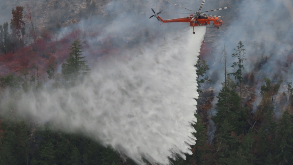 Crews battle the Mt. Hayes Fire near Ladysmith, B.C. As of Aug. 22, 2021, the fire was classified as being held. (BC Wildfire Service/Twitter)