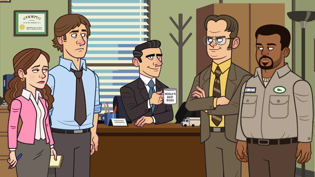 Animated versions of characters from NBC's "The Office" are seen in a new mobile game developed by East Side Games. 