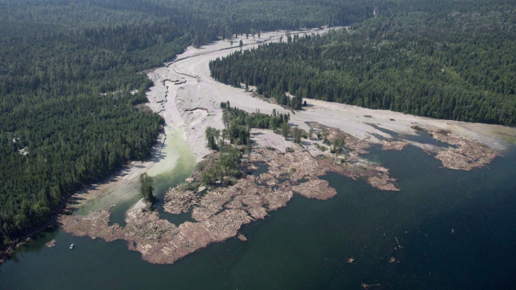 Contents from a tailings pond is pictured going down the Hazeltine Creek into Quesnel Lake near the town of Likely, B.C. on August, 5, 2014. Three engineers have been disciplined nearly eight years after British Columbia's worst mining disaster. THE CANADIAN PRESS/Jonathan Hayward