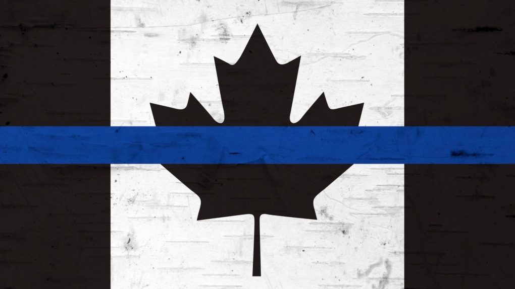 A version of the thin blue line symbol is seen in an image provided by the Calgary Police Commission.
