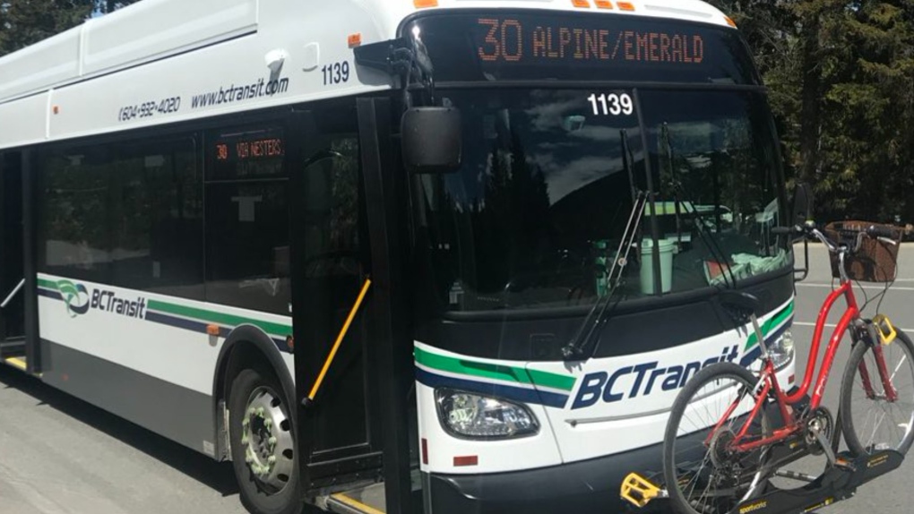 A BC Transit bus in Whistler is seen in this photo from the @WhistlerTransit Twitter account.