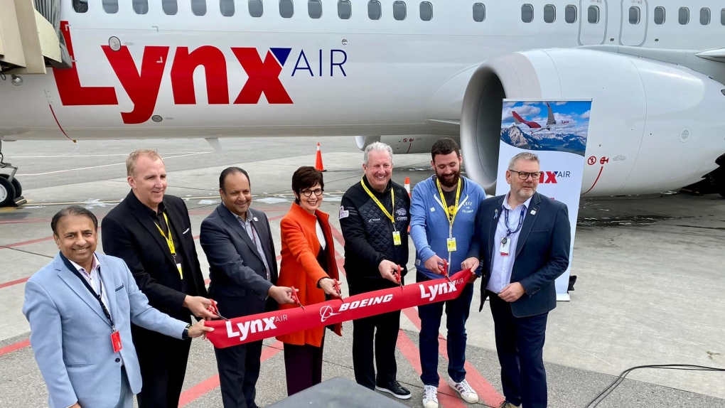 Ribbon cutting for Lynx Air in Kelowna, B.C., on May 2, 2022. (Big White Ski Resort/Twitter)