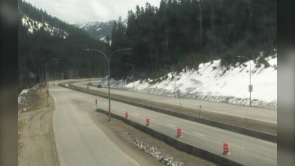 Coquihalla Highway at Zopkios Rest Area just after 12 p.m. on May 6, 2022. (DriveBC)