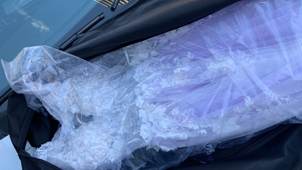 New Westminster police tell CTV News that the gown was found near Quayside Drive and Rialto Court at approximately 3 p.m. on Thursday.