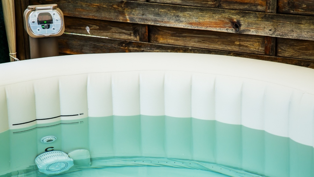 An inflatable hot tub is seen in a Shutterstock image. 