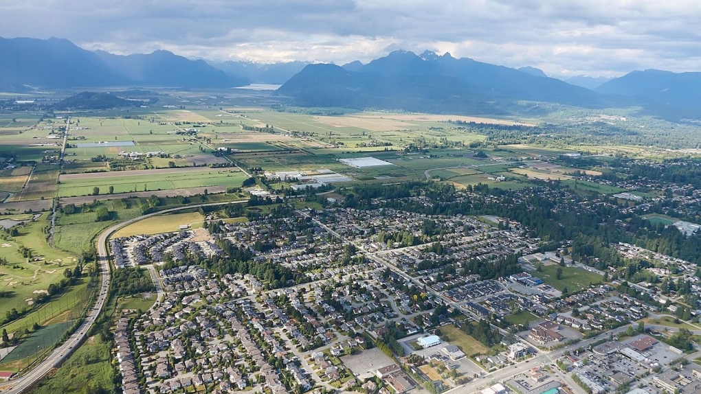 Pitt Meadows and Maple Ridge are seen from the air. (Pete Cline / CTV News Vancouver)