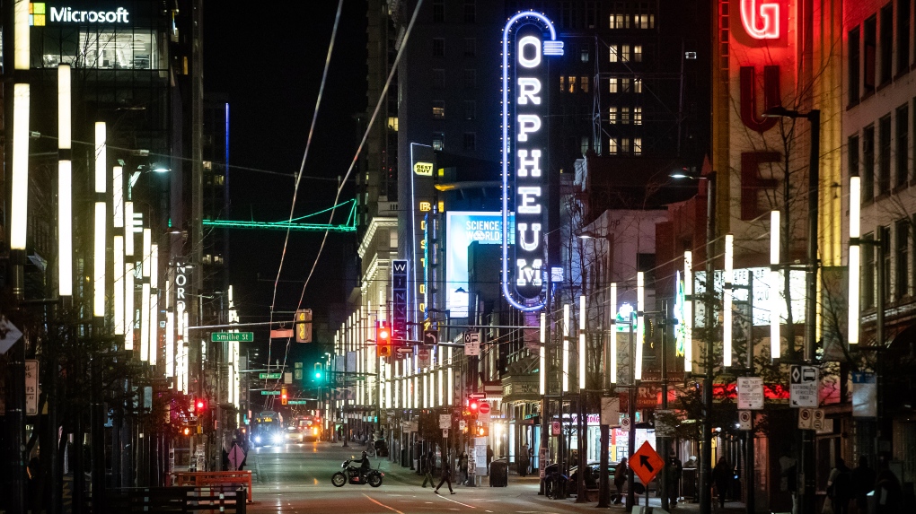 Granville Street entertainment district in 2021. THE CANADIAN PRESS/Darryl Dyck