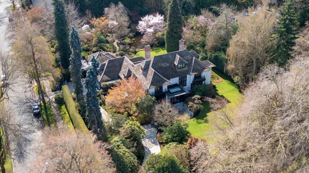 A mansion for sale at 1738 Angus Dr. for $24,998,000 is shown. 