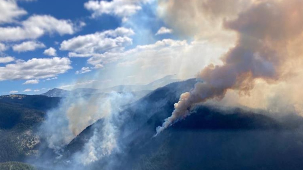 This photo from the BC Wildfire Service shows the Heather lake fire burning in E.C. Manning Provincial Park on Sept. 8, 2022. 
