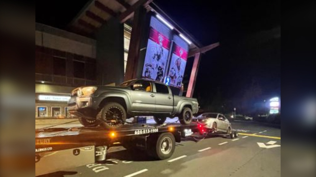 Langley RCMP say two "N" drivers had their vehicles impounded after they were caught more than doubling the speed limit on Sept. 25, 2022. (Langley RCMP) 