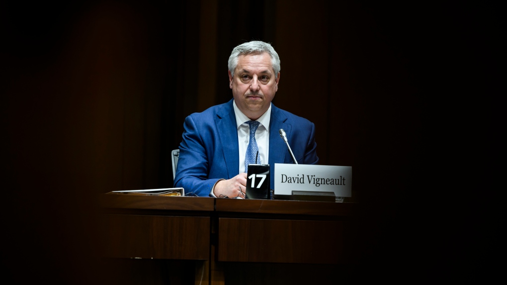 David Vigneault, Director of the Canadian Security Intelligence Service, prepares to appear before the Standing Committee on Procedure and House Affairs, studying the intimidation campaign against Members of Parliament, on Parliament Hill in Ottawa, on Tuesday, June 13, 2023. (THE CANADIAN PRESS/Justin Tang)