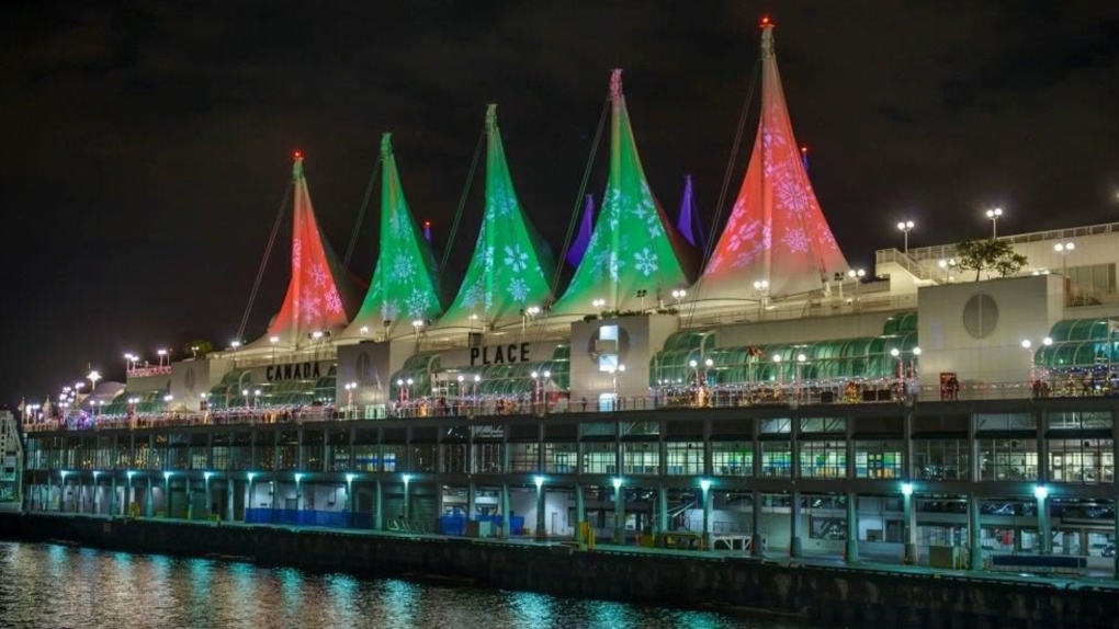The Sails of Light at Canada Place are seen lit up for Christmas in this image from the venue's website. (canadaplace.ca)