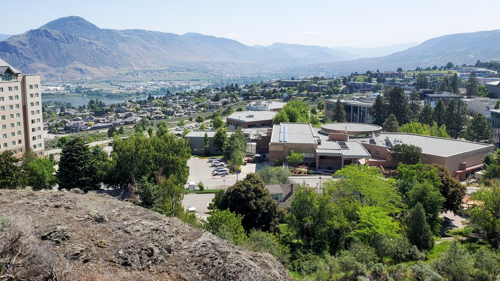 The Thompson River University campus is seen in Kamloops, B.C., on June 2, 2023. One member of the Thompson Rivers University men's volleyball team is dead and two more are in critical condition following a car crash Wednesday.THE CANADIAN PRESS/Jeff McIntosh