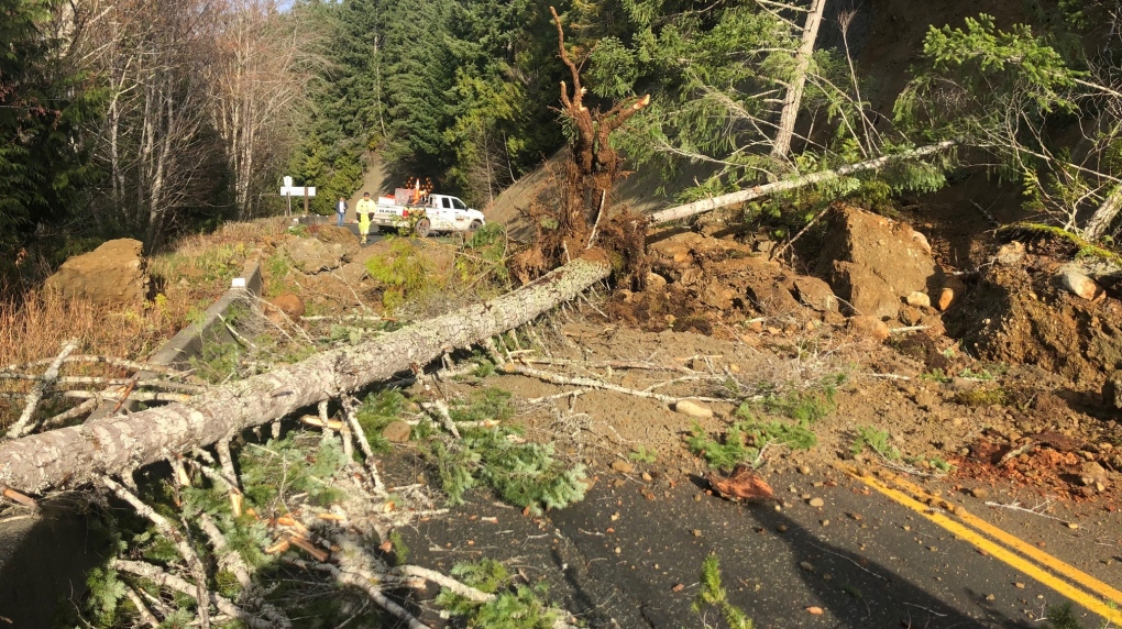 The slide is between Western Mine Road and Cedar Creek Road, approximately 37 kilometres west of Campbell River. (Submitted)