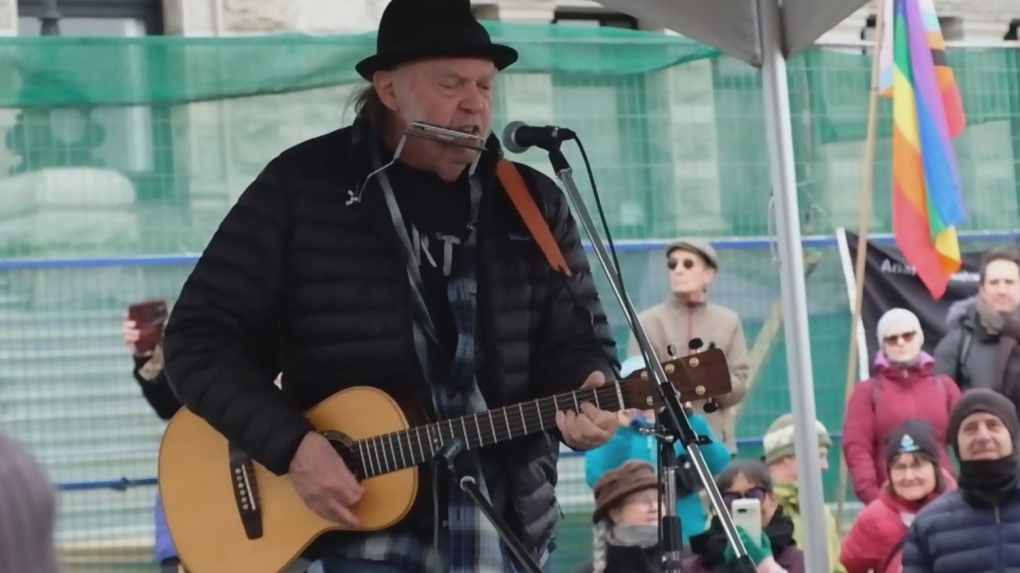 Neil Young appears at old-growth rally