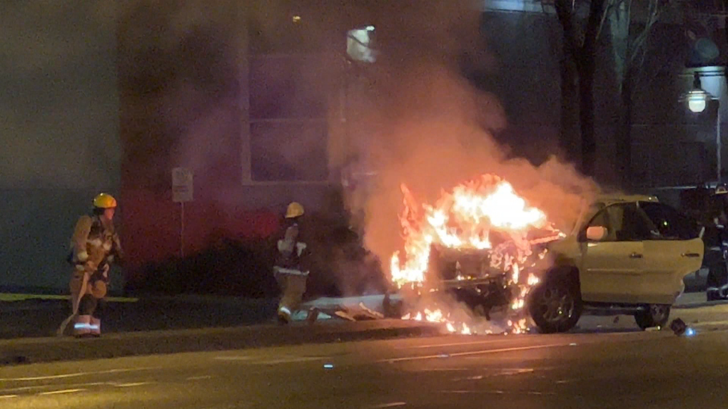 Officer hospitalized after fiery crash caused by joyriding teens