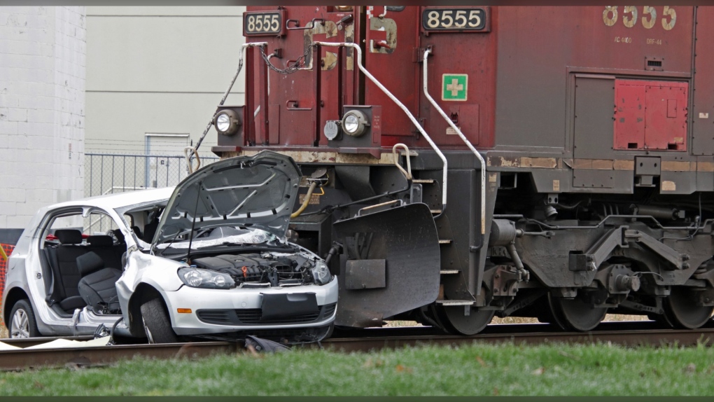 Emergency crews were called to the scene of a collision between a freight train and a car on Sunday, March 26, 2023. 
