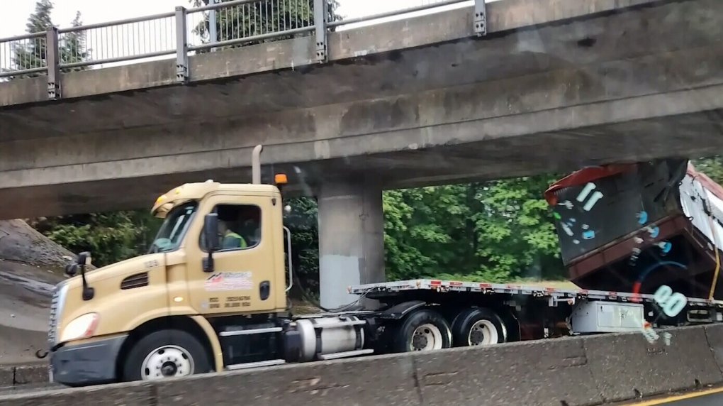 Truck Driver Flees After Hitting Overpass