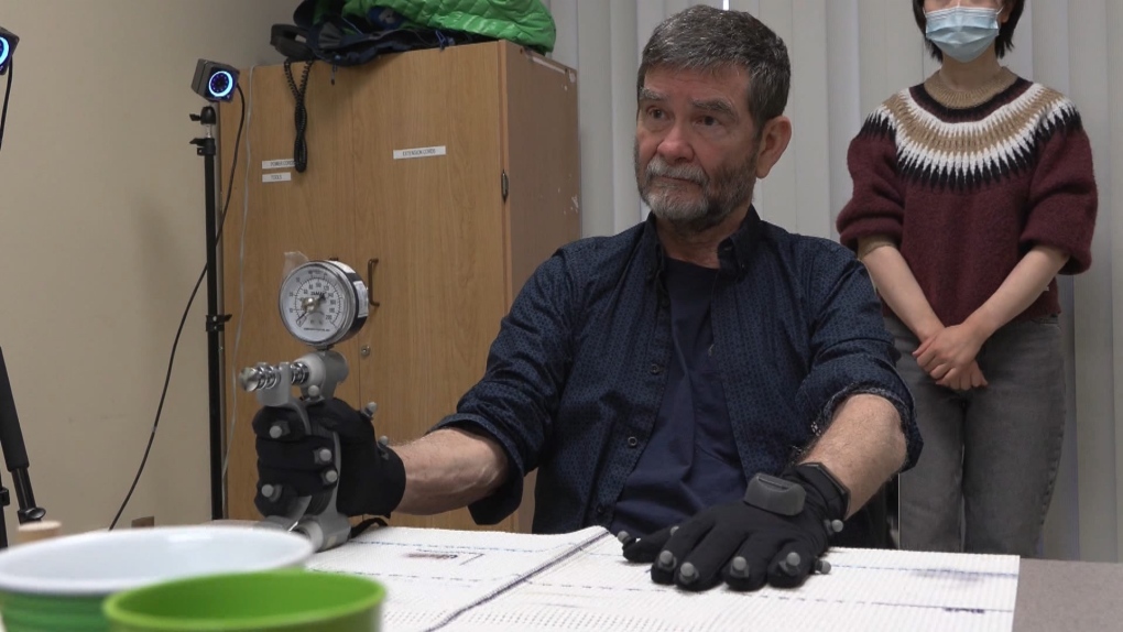 Derick Sinclair has been trying everything possible since his stroke more than a decade ago to regain maximum mobility and strength on his left side. He's among a group of stroke survivors trying out a new “smart glove” at the G.F. Strong Rehabilitation Centre. (CTV)