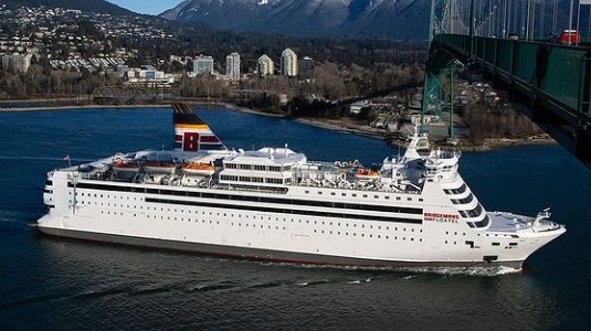 The MV Isabelle floating hotel under the Lions Gate Bridge in Vancouver, B.C. (Bridgemans Services Group)