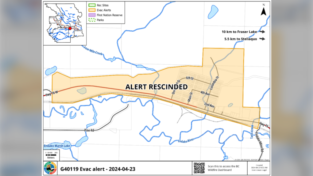 Endako, B.C., Evacuation Alert Lifted As Wildfire 'held' | CTV News