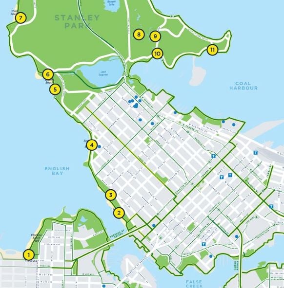 Map of Mobi stations in Stanley Park