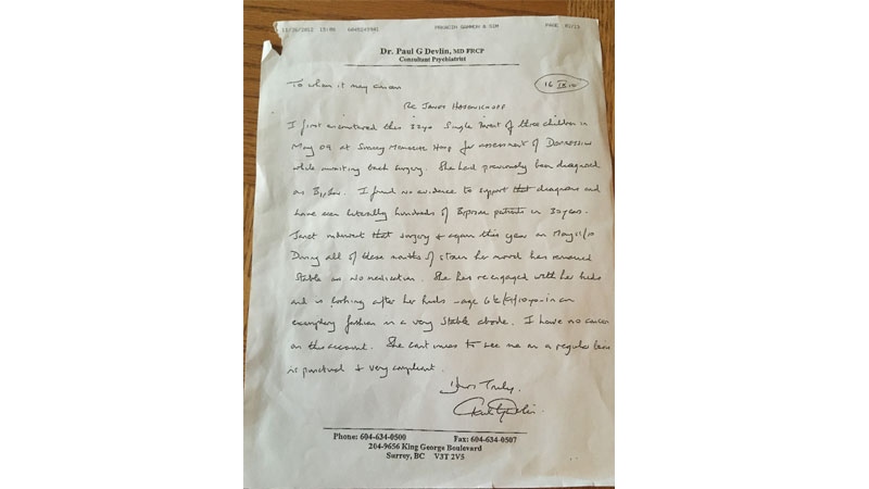 Dr Devlin letter