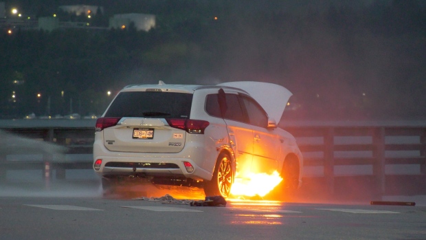 Mitsubishi Outlander electric SUV fire