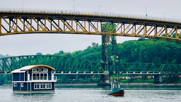 Tugboat near the Ironworkers