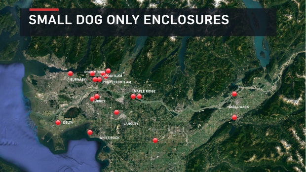 map of small dog only enclosures