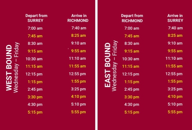 KPU shuttle schedule