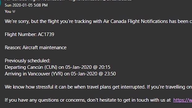 Email from Air Canada