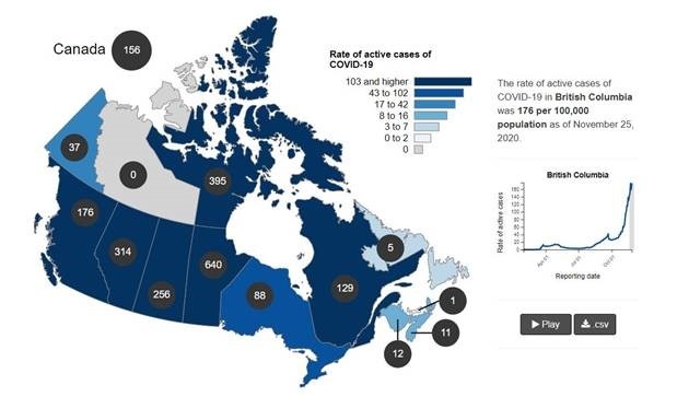 COVID-19 cases across Canada