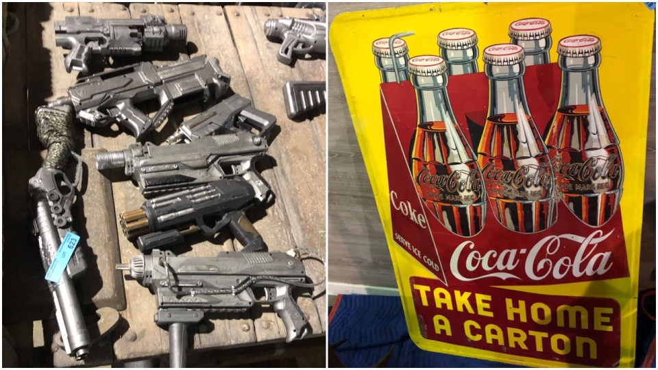 TV show props auction/guns and coke sign.jpg
